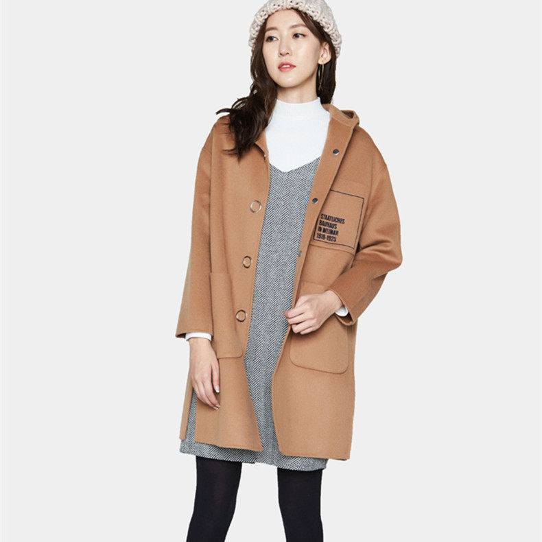 艾格伊品正品刺绣宽松双面呢大衣48%羊毛呢外套女春秋冬170234039,女装/女士精品,毛呢外套,淘宝优惠券,粉丝福利购,淘宝优惠卷