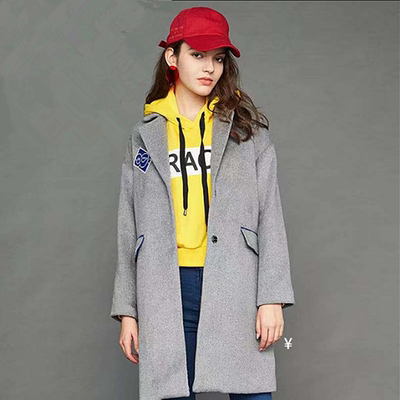 艾格长款大衣羊毛呢外套女春秋冬