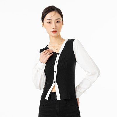 Mixblu麦斯兰专柜正品不对称斜襟V领修身针织衫女春秋冬 BX261005