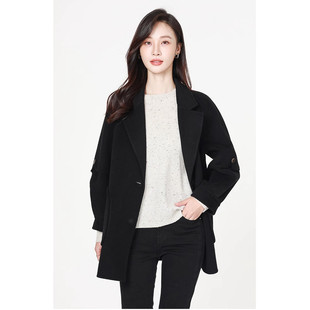 包邮Mixblu麦斯兰专柜正品中长款全羊毛双面呢大衣女春秋BX922001