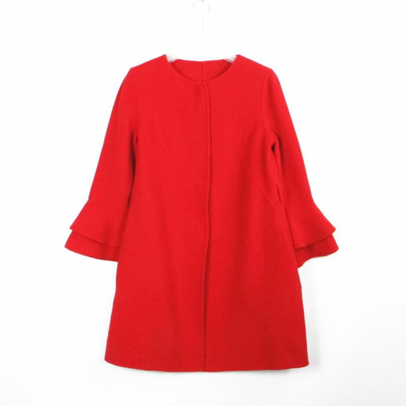 艾格伊品七分袖中长款双面呢大衣96%羊毛呢外套女春秋冬8A0134041