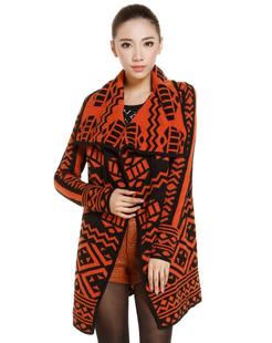 艾格伊品正品B-5-12-2-3女装几何翻领翻领外套厚毛衣 130116077