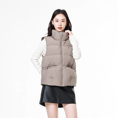 Mixblu麦斯兰专柜正品极简纯色立领加厚80绒羽绒马甲女冬WXA30580