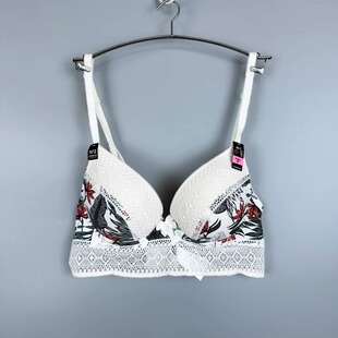 艾格伊品专柜正品 70C印花加厚三排扣钢圈文胸胸罩女内衣8E0767038