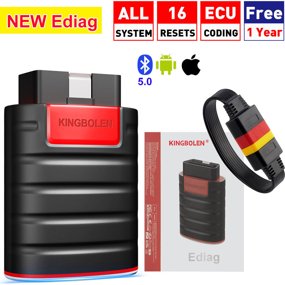 KINGBOLEN EDIAG OBD2 자동차 결함 감지기 1년 무료 소프트웨어 해외 구성 다국어