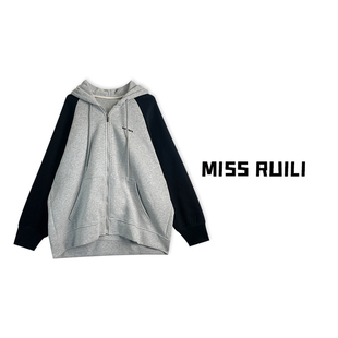 复古连帽卫衣宽松加厚连帽拉链外套A5988 秋冬季 RUILI定制 MISS