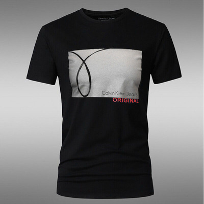 夏季新款ck男士短袖t恤经典字母logo印花纯棉透气圆领上衣打底衫