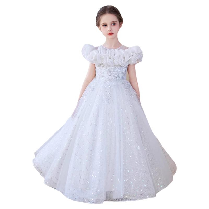 女童公主裙春夏款礼服裙主持蓬蓬纱表演走秀生日洋气连衣裙演出服