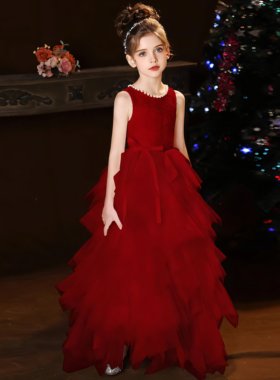 女大童加大码礼服高端轻奢小众蛋糕裙生日宴会走秀花童钢琴演出服