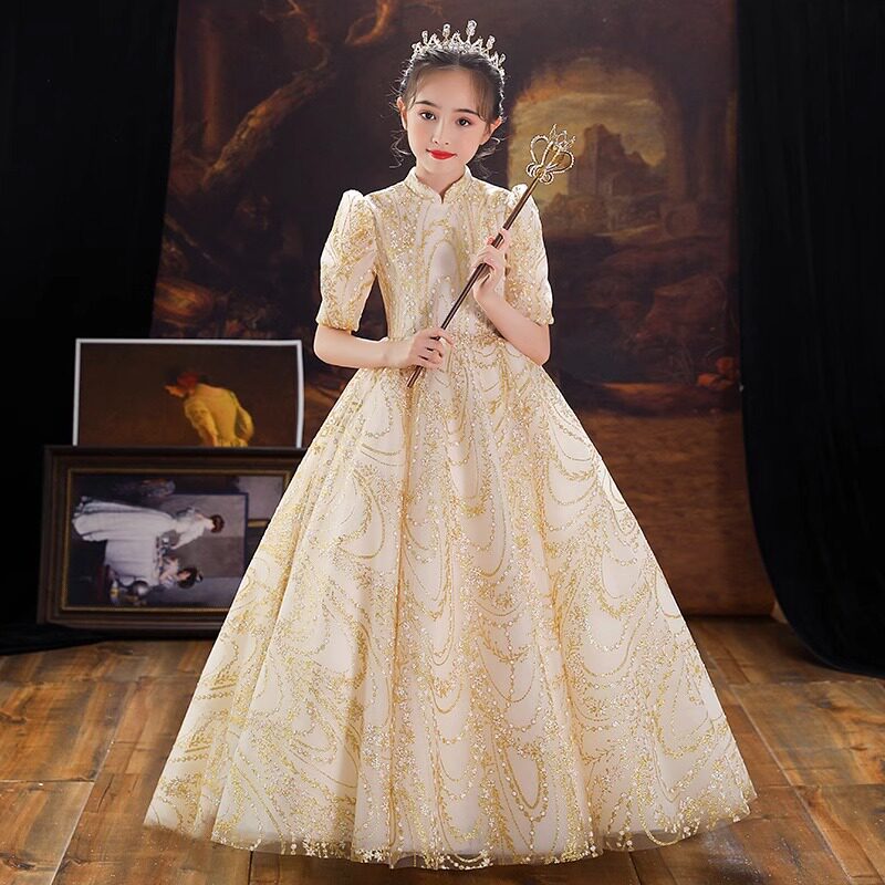 女大童钢琴演奏晚礼服生日公主裙花童婚礼服主持人高端走秀演出服