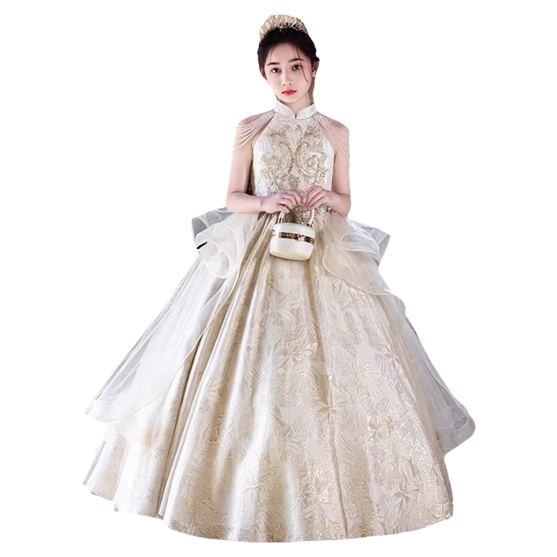 大码加肥晚礼服女大童18岁生日礼物钢琴表演服公主裙小提琴演奏服