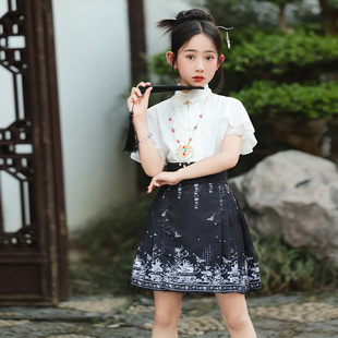 汉服马面裙套装儿童夏季短款女童明制唐装中国风套装薄款2026新款