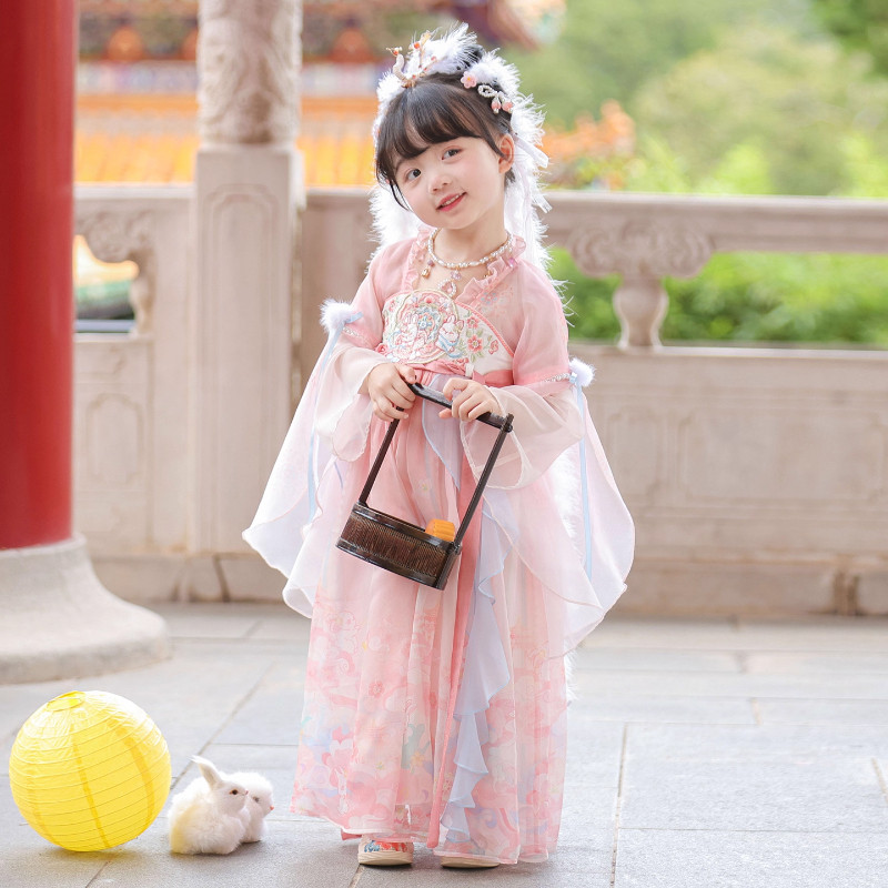 汉服女童春秋日常超仙连衣襦裙2026新款儿童中国古风装小女孩唐装