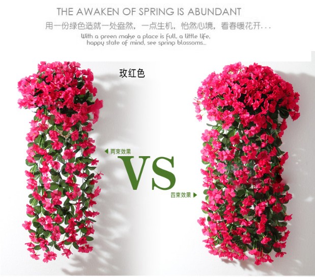 仿真紫罗兰花假花装饰仿真壁挂吊兰花吊篮花绢花紫罗兰花藤人造花