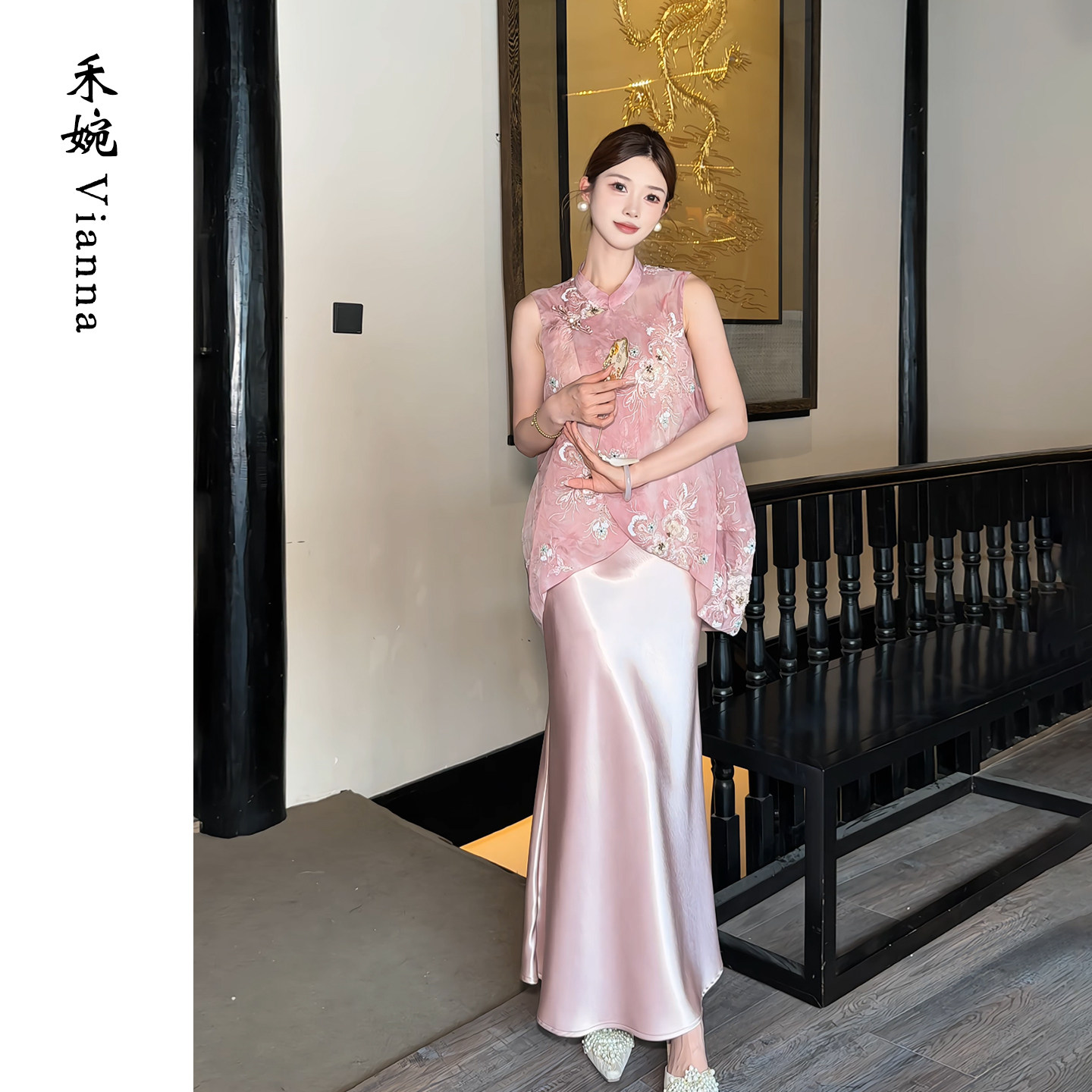 禾婉【素缎】素版纯色缎面鱼尾半身裙女2026春新款修身显瘦A字裙