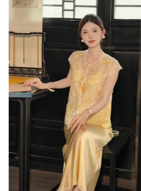 禾婉【锦绣华裳】新中式花朵刺绣马甲女原创重工钉珠设计上衣夏