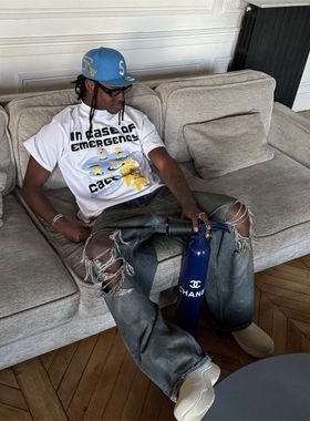 Broken Planet 闪电蝌蚪发泡印花圆领短袖T恤男女高街宽松休闲潮