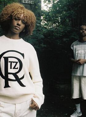 Corteiz 男装秋冬上新字母贴布针织毛衣米白套头衫时尚流行高品质