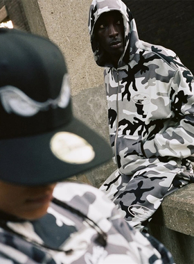 Corteiz 新款街头男女款迷彩灰发泡开衫外套短裤秋季休闲时尚套装