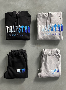 Trapstar Tracksuit男士刺绣运动套装高质量保暖宽松卫衣Drill
