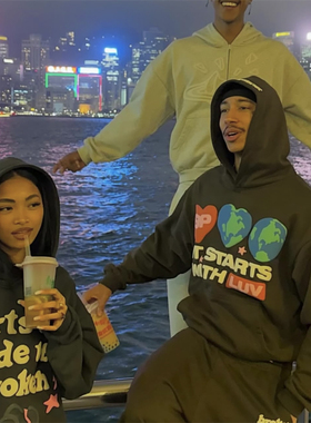 Broken Planet 新款街头男女星球闪耀爱连帽卫衣秋季休闲百搭外套