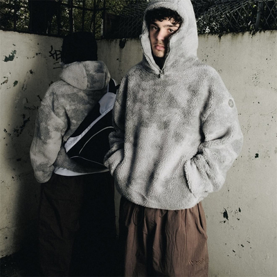 Mertra男女连帽羊羔毛卫衣白灰