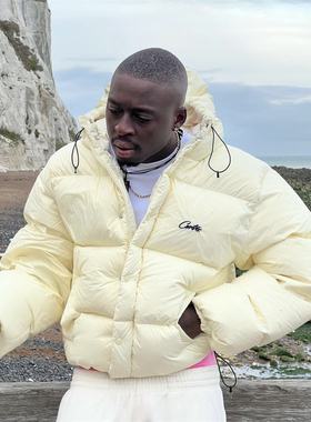 Corteiz 新款冬季刺绣连帽撞色里料面包服宽松男女款时尚羽绒棉服