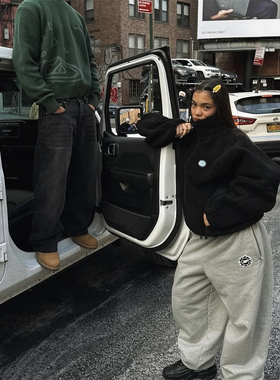 Broken Planet 新款街头黑色羊羔毛开衫外套秋冬季休闲百搭男女款