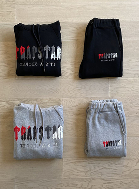 Trapstar Tracksuits男士高端运动服刺绣两件套加厚宽松卫衣drill