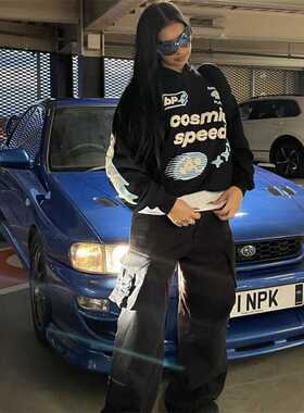 Broken Planet刀割百搭长家泥染裤子男女工装裤宽松破洞休闲同款B