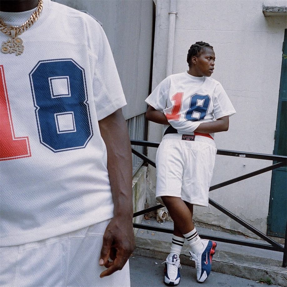 Corteiz夏季新款美式街头网眼红蓝球服T恤短裤休闲运动服套装套装