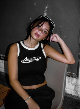 TY8 新款美式复古辣妹时尚针织运动风吊带新款低腰女士无袖背心潮