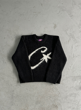 Corteiz Star Mohair Knitted Sweater男士大C马海针织毛衣Drill
