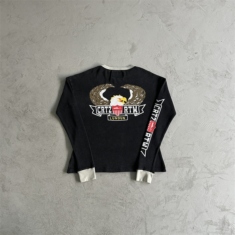 Trapstar Eagle Print Waffle Long Sleeve男士华夫格老鹰卫衣UK