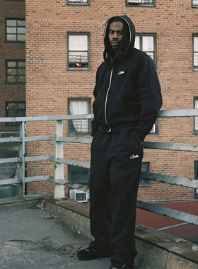 Corteiz 美式街头嘻哈Drill风徽章印花开衫连帽卫衣卫裤运动套装