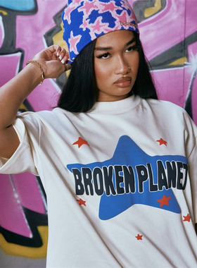Broken Planet 夏季蓝色五角星短袖男女宽松T恤休闲百搭上衣潮牌