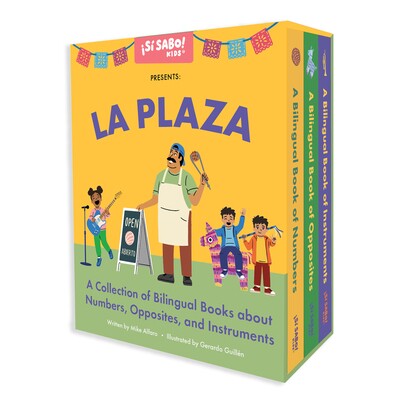 预订 La Plaza:受拉丁美洲文化启发的关于数字、反义词和乐器的双语书籍集 语言学习 西班牙语 英文 Sí Sabo儿童 La Plaza: A Co