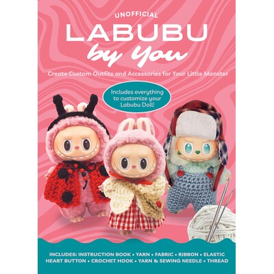 Labubu拉布布娃衣DIY编织套装 含教程书及基础工具与材料包 4款服装制作指南 非官方爱好收藏 英文原版