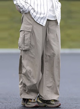 日系宽松阔腿工装裤子男女