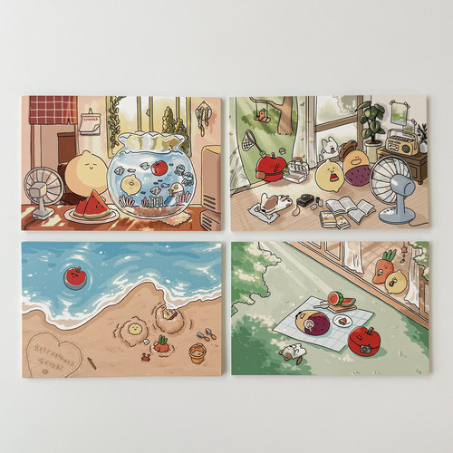 韩国文创可爱插画明信片装饰卡片