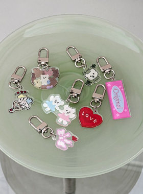 韩国mazzzzy可爱小熊卡通透明亚克力钥匙扣AirPods小挂件女包配饰