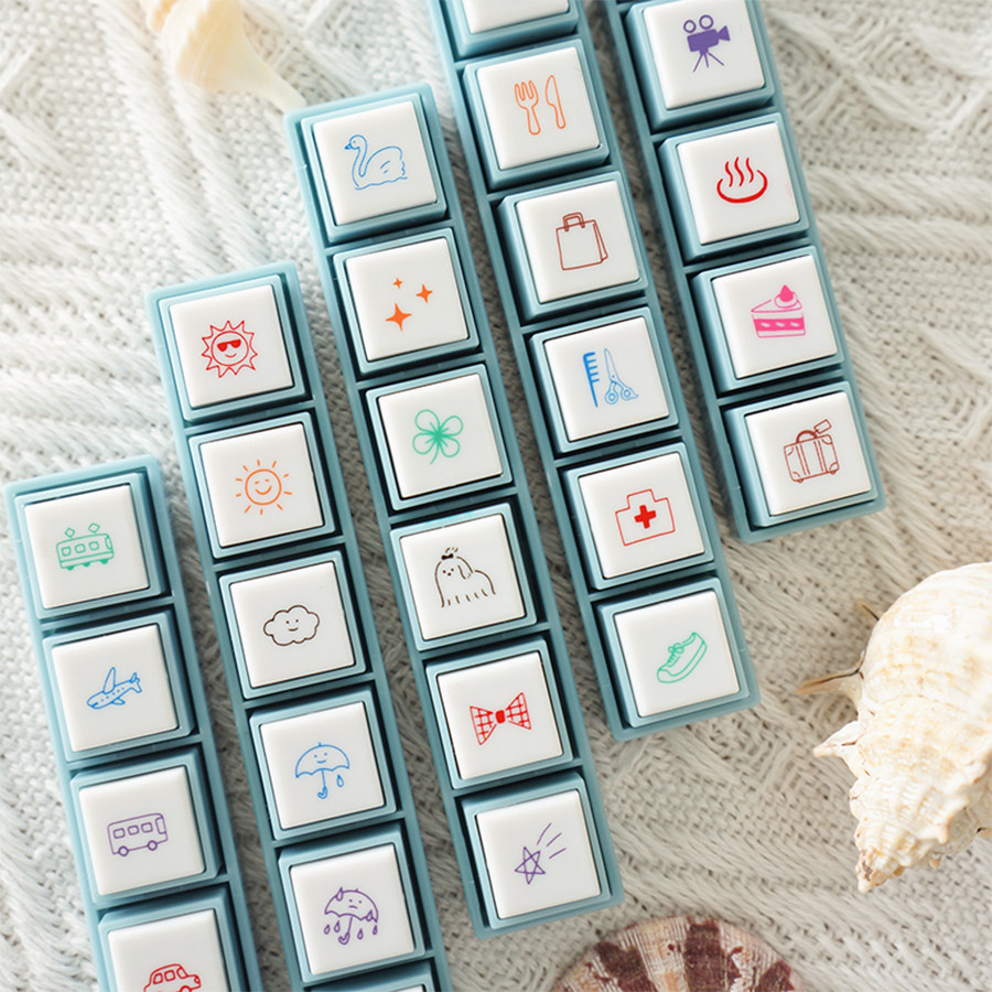 日本KODOMO NO KAO可爱按键印章可拆卸按钮浸透印章手账