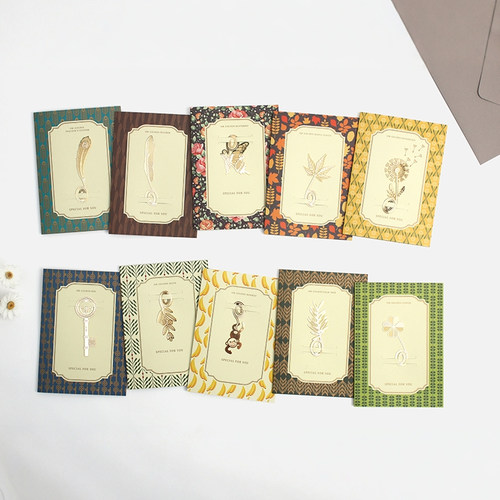 韩国进口精致18k金色书签卡片