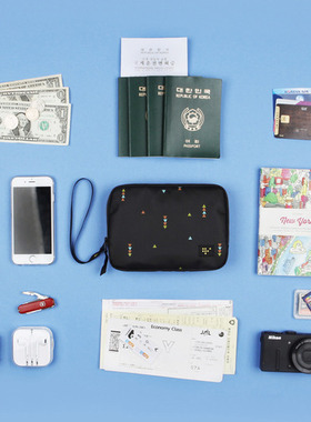 韩国antennashop简约全家旅行护照包便携现金零钱证件卡片收纳包