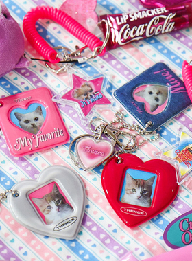 韩国thence美式复古钥匙扣爱豆相片证件照收纳包小挂件钥匙链装饰