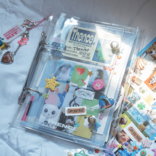 韩国thence透明PVC活页A5封套手账本素材相片内页收纳本ins小众