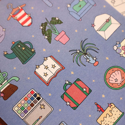 韩国5dock小清新插画贴纸小众