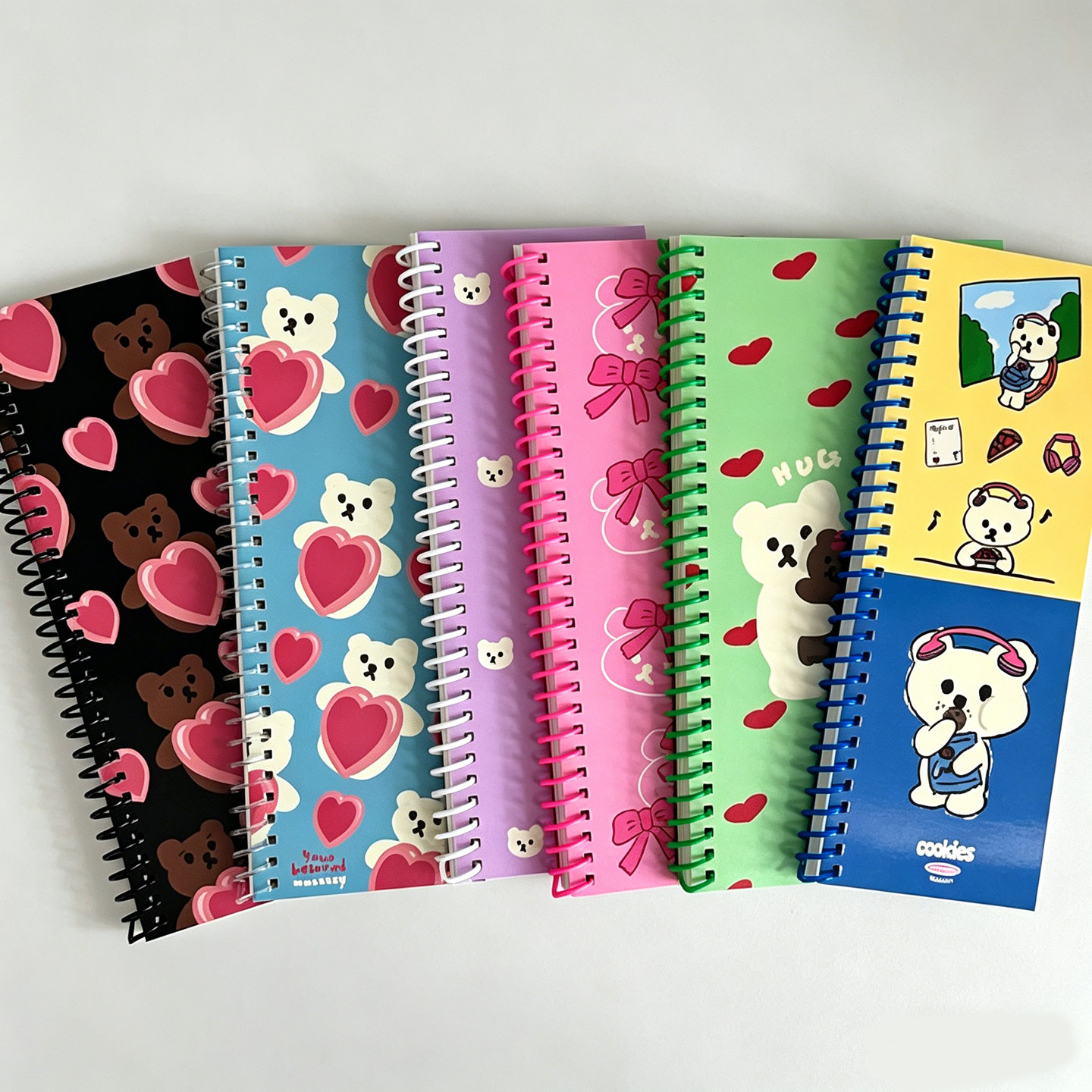 韩国mazzzzy可爱小熊B5长款线圈便携日记本记录本网格横线笔记本