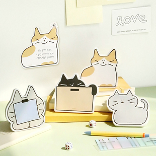 韩国ICONIC可爱卡通猫咪便签本无粘性可撕记事备忘录学生留言便条