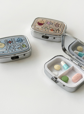 韩国secondmorning柠檬番薯迷你首饰收纳盒便携药盒分格随身镜子